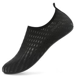 LUEDKA Badeschuhe Damen Herren Wasserschuhe Schnell Trocknend Aquaschuhe Atmungsaktiv Strandschuhe Slip on Schwimmschuhe Leicht Surfschuhe (Schwarz,34 EU) von LUEDKA