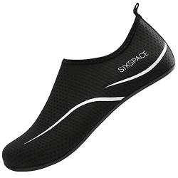 LUEDKA Badeschuhe Damen Herren Wasserschuhe Schwimmschuhe Schnell Trocknend Aquaschuhe Atmungsaktiv Strandschuhe Surfschuhe Barfußschuhe (Schwarz,38 EU) von LUEDKA