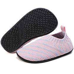 LUEDKA Hausschuhe Kinder Mädchen Junge Lauflernschuhe Pantoffeln für Kleinkinder Rutschfeste Leichte Barfußschuhe Hüttenschuhe Slipper (Rosa,22 EU) von LUEDKA