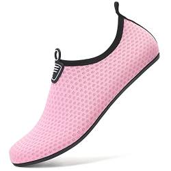 LUEDKA Wasserschuhe Badeschuhe Herren Damen Schnelltrocknend Schwimmschuhe Aquaschuhe Atmungsaktiv Tauchschuhe Slip on Strandschuhe (Rosa,35 EU) von LUEDKA