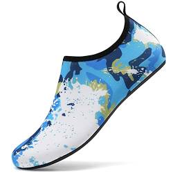 LUEDKA Wasserschuhe Damen Herren Badeschuhe Schwimmschuhe Schnell Trocknend Aquaschuhe Atmungsaktiv Strandschuhe Surfschuhe Barfußschuhe (Blau,41 EU) von LUEDKA