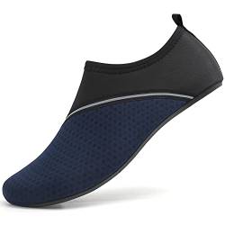 LUEDKA Wasserschuhe Herren Badeschuhe Damen Schnelltrocknend Schwimmschuhe Aquaschuhe Atmungsaktiv Tauchschuhe Slip on Strandschuhe (Schwarz Blau,38 EU) von LUEDKA