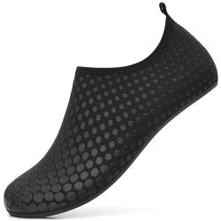 LUEDKA Wasserschuhe Herren Damen Aquaschuhe Schnell Trocknend Badeschuhe Atmungsaktiv Strandschuhe Slip on Schwimmschuhe Leicht Surfschuhe (Schwarz,37 EU) von LUEDKA