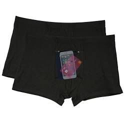 2 Packungen Herren Unterwäsche mit einer geheimen Vordertasche Panties, Reise-Boxershorts, Schwarz, schwarz, Medium von LUEXBOX