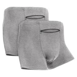 LUEXBOX Herren Unterwäsche mit einer geheimen Fronttasche Boxer Briefs für Männer 2er Pack (Grau), GRAU, Medium von LUEXBOX