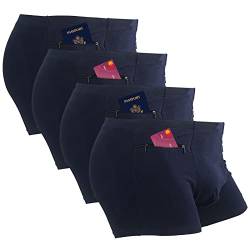 LUEXBOX Pocket Unterwäsche für Herren mit versteckter Tasche, Reise-Boxershort, 4er Pack (Dunkelblau), Dunkelblau, X-Large von LUEXBOX