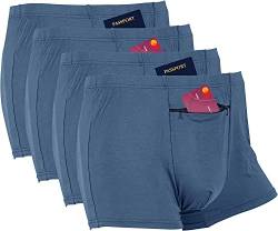 LUEXBOX Pocket Unterwäsche für Herren mit versteckter Vordertasche, Reiseboxershort, 4er Pack (Blau), Blau, Large von LUEXBOX