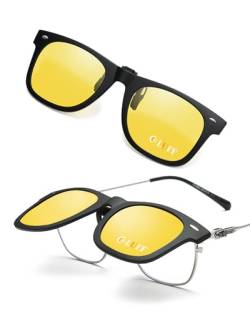 LUFF Clip auf Nachtsichtbrille für Herren Damen, Anti-Glare Flip Up UV-Schutz Lightweight Polarized Yellow Clip-on Glasses Clips für Outdoor/Fahren von LUFF