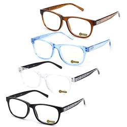 LUFF Lesebrille Blaulichtfilter Damen Herren - 4 PACK Brille mit Sehstärke Computerbrille Lesehilfe Sehhilfe für Senioren Anti-Müdigkeit Dioptrien Optics Federscharniere Lesegerät von LUFF