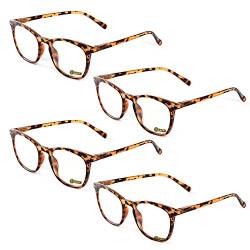 LUFF Lesebrille für Herren Damen - Dioptrien Blaulicht Brille Leichte Computerbrille Sehhilfe Augenoptik Round Federscharnieren Rundes Übergroßer Blendschutz, 4 PACK von LUFF