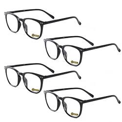 LUFF Lesebrille für Herren Damen - Dioptrien Blaulicht Brille Leichte Computerbrille Sehhilfe Augenoptik Round Federscharnieren Rundes Übergroßer Blendschutz, 4 PACK von LUFF