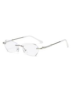 LUFF Rimless Lesebrille für Frauen, Mode leichtes Anti blaues Licht Leser klassische Metall komfortable Frame Brille von LUFF