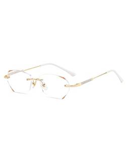 LUFF Rimless Lesebrille für Frauen, Mode leichtes Anti blaues Licht Leser klassische Metall komfortable Frame Brille von LUFF