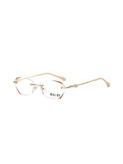 LUFF Rimless Lesebrille für Frauen, rahmenlose Metall Mode Diamond Cut Edge blaues Licht Computer-Leser, Anti Eyestrain von LUFF