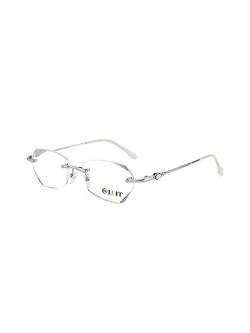 LUFF Rimless Lesebrille für Frauen, rahmenlose Metall Mode Diamond Cut Edge blaues Licht Computer-Leser, Anti Eyestrain von LUFF