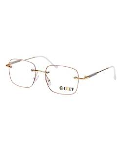 LUFF Rimless Lesebrille für Frauen blaues Licht Blocking, Mode Metall Computer Leser, rahmenlose Brillen Anti Eyestrain(Gold)(3.5X) von LUFF