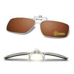 Polarisierte Sonnenbrille mit Clip-on Sonnenbrille für Herren/Damen mit Flip-Up polarisierte Sonnenbrille passt über Brillen/Leser/Outdoor Sports ... (Braun) von LUFF