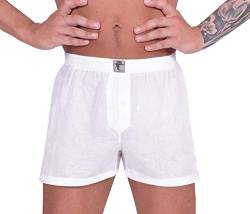 Luft Herren-Boxershorts aus feinem Leinen, weich, elastisch, elastischer Bund - Weiß - Large von LUFT by COME PRIMA Limited