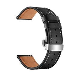 LUGEMA 22mm 20mm 18mm Lederarmband kompatibel mit Garmin VivoActive3 4 4S Smart Watch Band Strap kompatibel mit vivoaktivem 4 4S 3 Sport Armband (Color : Black, Size : 20mm) von LUGEMA