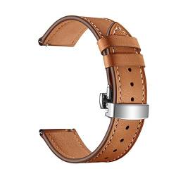 LUGEMA 22mm 20mm 18mm Lederarmband kompatibel mit Garmin VivoActive3 4 4S Smart Watch Band Strap kompatibel mit vivoaktivem 4 4S 3 Sport Armband (Color : Brown, Size : 20mm) von LUGEMA