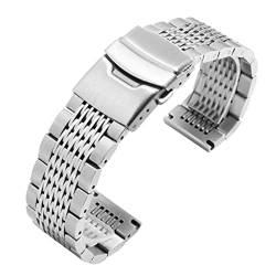 LUGEMA Fine Stahl Armband 20mm 22mm Schwarz Silber Armband Ersatzmetallband Kompatibel mit Herren Edelstahl Watchkette (Color : Blue White, Size : 22mm) von LUGEMA