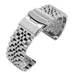 LUGEMA Fine Stahl Armband 20mm 22mm Schwarz Silber Armband Ersatzmetallband Kompatibel mit Herren Edelstahl Watchkette (Color : White Black, Size : 22mm) von LUGEMA