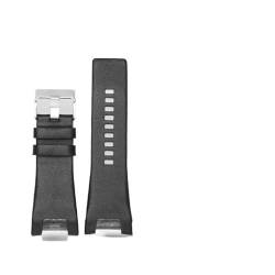 LUGEMA Kompatibel mit demsel. DZ4246 DZ127. 3b armband 32 * 17mm einfach schwarz dunkelbraun echtes leder aus echtes leder stahlverschluss watchband gurt engagierte männer (Color : A black silver, S von LUGEMA