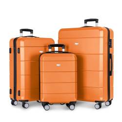 LUGG Reisekoffer-Set – Jetset 3-teiliges Hartschalengepäck, 50,8 cm 63,5 cm, 29 stark und leicht mit sicherem TSA-Schloss, Glatte 360°-Räder, Innentaschen, von Fluggesellschaften zugelassen, Orange, von LUGG