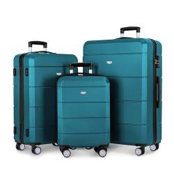 LUGG Reisekoffer-Set – Jetset 3-teiliges Hartschalengepäck, 50,8 cm 63,5 cm, 29 stark und leicht mit sicherem TSA-Schloss, glatte 360°-Räder, Innentaschen, von Fluggesellschaften zugelassen, blaugrün, von LUGG