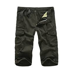 LUI SUI Casual Military Elastic 3/4 Cargo Shorts für Herren Loose Fit Capri Summer Short Pants mit Mehreren Taschen von LUI SUI