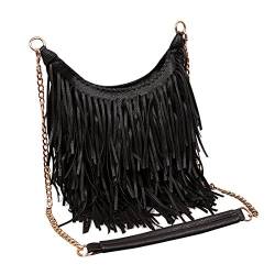 LUI SUI Damen handgefertigte Leder Franse Quaste Crossbody Hobo Schultertasche Umhängetaschen von LUI SUI