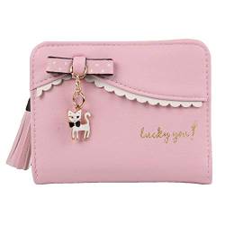 LUI SUI Frauen PU Leder Brieftasche Nette Katze Tier Kartenhalter Organizer Kleine Geldbörse Quaste Reißverschluss für Damen und Mädchen von LUI SUI