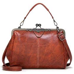 LUI SUI Frauen Retro Handtasche, PU Leder Geldbörse Vintage Top Griff Tasche Kiss Lock Crossbody Umhängetasche für Damen von LUI SUI