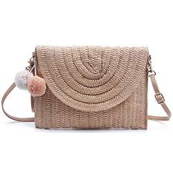 LUI SUI Frauen Stroh Handtasche Sommer Strand Tasche Gewebte Crossbody Umhängetasche Geldbörse Reise Strand Urlaub von LUI SUI