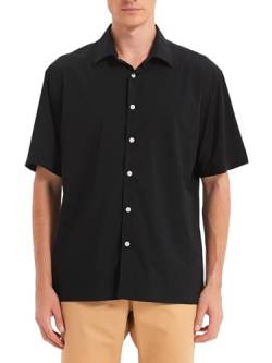 Herren Hawaii-Hemden Kurzarm Floral Casual Button Down Shirts für Männer, Schwarz, 3X-Groß von LUIGRAD