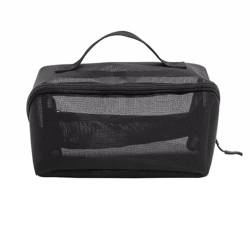 Reise-Kulturbeutel für Damen und Herren Transparente Mesh-Reisekosmetik-Organizer-Tasche mit großem Fassungsvermögen, Kulturbeutel (Farbe : Black, Size : 18x9cm) von LUISAS