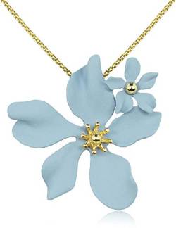 LUISIA® Halskette Nelia mit Blumen - 16 Karat vergoldet Hellblau von LUISIA