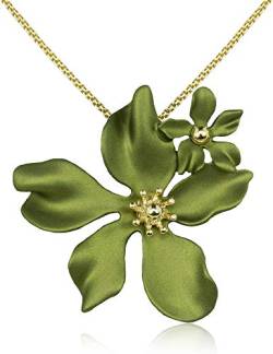 LUISIA® Halskette Nelia mit Blumen - 16 Karat vergoldet Olivgrün von LUISIA