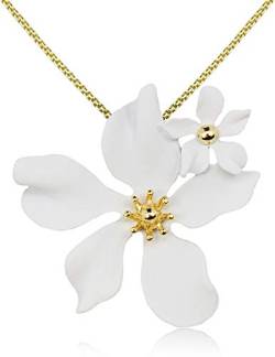LUISIA® Halskette Nelia mit Blumen - 16 Karat vergoldet Weiß von LUISIA