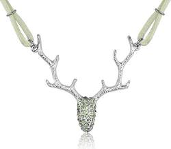 LUISIA® Halskette Nicola mit Strass Hirschkopf und Kristallen von Swarovski® - Lindgrün von LUISIA
