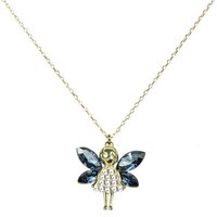 LUISIA® Kette mit Anhänger Filigrane Goldene Damen Halskette mit Elfen-Anhänger Blau - 925 Silber Schmuck mit Zirkonia (1-tlg., inkl. Schmuckbox) von LUISIA