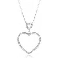LUISIA® Kette mit Anhänger "Zwei Herzen mit Zirkonia", Edelstahl Halskette Silber 80cm Länge (1-tlg), mit Zirkonia von LUISIA