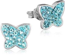 LUISIA® Ohrringe Schmetterling Kristallen von Swarovski® - 925 Sterling Silber - Hellblau von LUISIA