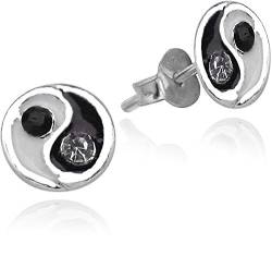 LUISIA® Ohrstecker Yin Yang mit Kristall von Swarovski® - 925 Sterling Silber von LUISIA