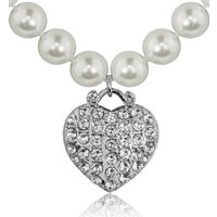 LUISIA® Perlenkette Perlen Halskette mit Strass Herz und Kristallen von Swarovski® (1-tlg., inkl. Schmuckbox) von LUISIA