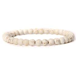 LUKX Armkette Herren, Naturbeige Türkis Stein Armbänder 4Mm 6Mm 8Mm 10Mm 12Mm Perlen Chakra Armbänder Elastische Energie Edelstein Armreifen Balance Yoga Schmuck Für Damen Herren,6Mm von LUKX