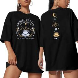 LUKYCILD Suriel Tea Co Shirts Acotar Velaris Vintage Tees für Frauen City of Starlight Oversized T Shirts Bookish Tops, Schwarz2, Mittel von LUKYCILD