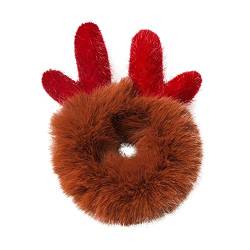 Weihnachten Cartoon flauschiges rotes Haarband großes Haarband dickes langes Haar verwenden nahtlosen elastischen Pferdeschwanzhalter Haarring Haarseil für Mädchen Frauen Tennis Damen (B, One Size) von LULER