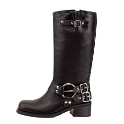 LUMUTA Damen Kniehohe Stiefel Schwarz Kunstleder Frauen Reitstiefel Damen Klassische Stiefel Frauen Stiefel von LUMUTA