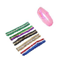 Glitzer Haarbänder Pailletten Stirnbänder 10Pcs Elastic Headband Elastic Hair Bands Paillettenstirnband Zubehör Für DamenTeenager Sport Tanz Party Teams Elastic Headwear von LUMoony